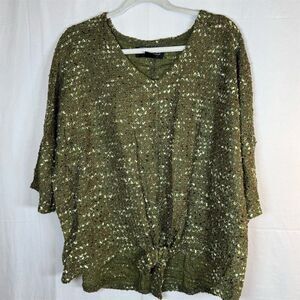 Brittany Humble Sweater Womens XL Olive Green Textured Knit Pullover